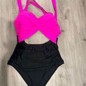 Pink and Black Swimsuit